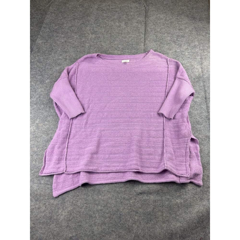 Anthropologie Pilcro Oversized Sweater Striped Cozy Purple Boho Coastal Yoga XS